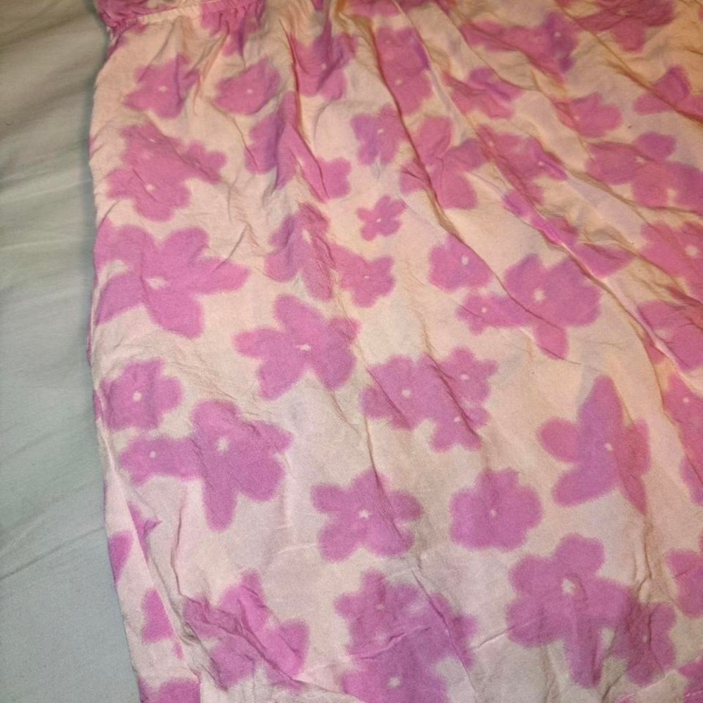 Wild Fable Pink Floral Tie Front Mini Dress Adjustable Straps Smocked Back Small - Picture 4 of 6